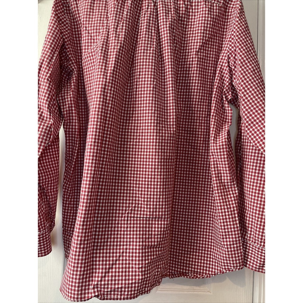 Fairway & Greene Mens Button Up Shirt Cotton XLarge Red White Check Long Sleeve - Picture 11 of 16